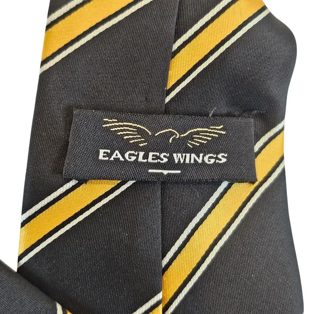 Eagles Wings Missouri Tigers Neck Tie Black Gold Striped 4x60 Polyester NCAA